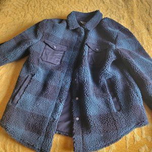 Peter Millar High Pile Sherpa Shirt Jacket Fleece Button Snap Plaid -- BNWT